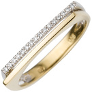 Damen Ring 585 Gold Gelbgold Weigold bicolor 16 Diamanten Brillanten