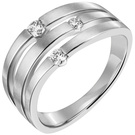 Damen Ring 585 Gold Weigold matt 3 Diamanten Brillanten Weigoldring
