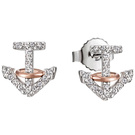 Ohrstecker Anker 925 Sterling Silber bicolor vergoldet 36 Zirkonia