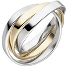 Damen Ring 3-reihig verschlungen 925 Sterling Silber bicolor vergoldet