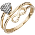 Damen Ring Herz Unendlichkeit 333 Gold Gelbgold 18 Zirkonia