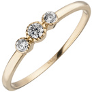 Damen Ring 333 Gold Gelbgold 3 Zirkonia Goldring
