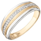 Damen Ring 585 Gelbgold Weigold bicolor eismatt 17 Diamanten Brillanten