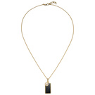Collier Kette mit Anhänger 585 Gold Hämatit Gelbgold 19 Diamanten 45 cm