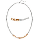Collier Halskette 925 Sterling Silber bicolor vergoldet 47 cm