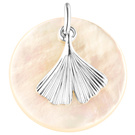 Anhänger Ginkgo 925 Sterling Silber mit Perlmutt