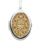Medaillon oval 925 Sterling Silber bicolor vergoldet