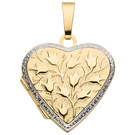 Medaillon Herz 375 Gold Gelbgold bicolor Herzanhänger