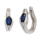 Creolen 375 Gold Weißgold 2 blaue Saphire 2 Diamanten Brillanten Ohrringe