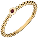 Damen Ring Kugel 375 Gold Gelbgold 1 Rubin rot Kugelring Rubinring