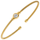 Armspange / offener Armreif 925 Silber gold vergoldet 1 Zirkonia 17,5 cm