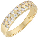Damen Ring 925 Sterling Silber vergoldet 20 Zirkonia Silberring