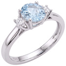 Damen Ring 925 Sterling Silber 2 Zirkonia 1 Blautopas hellblau Silberring